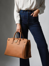 Sac  Main Equestre Cuir Etrier Marron equestre EEQT142L-vue-porte